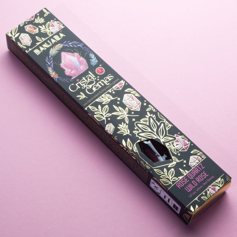 Incienso Banjara Rosa Silvestre con Cuarzo Rosa – NŪMEN MIND