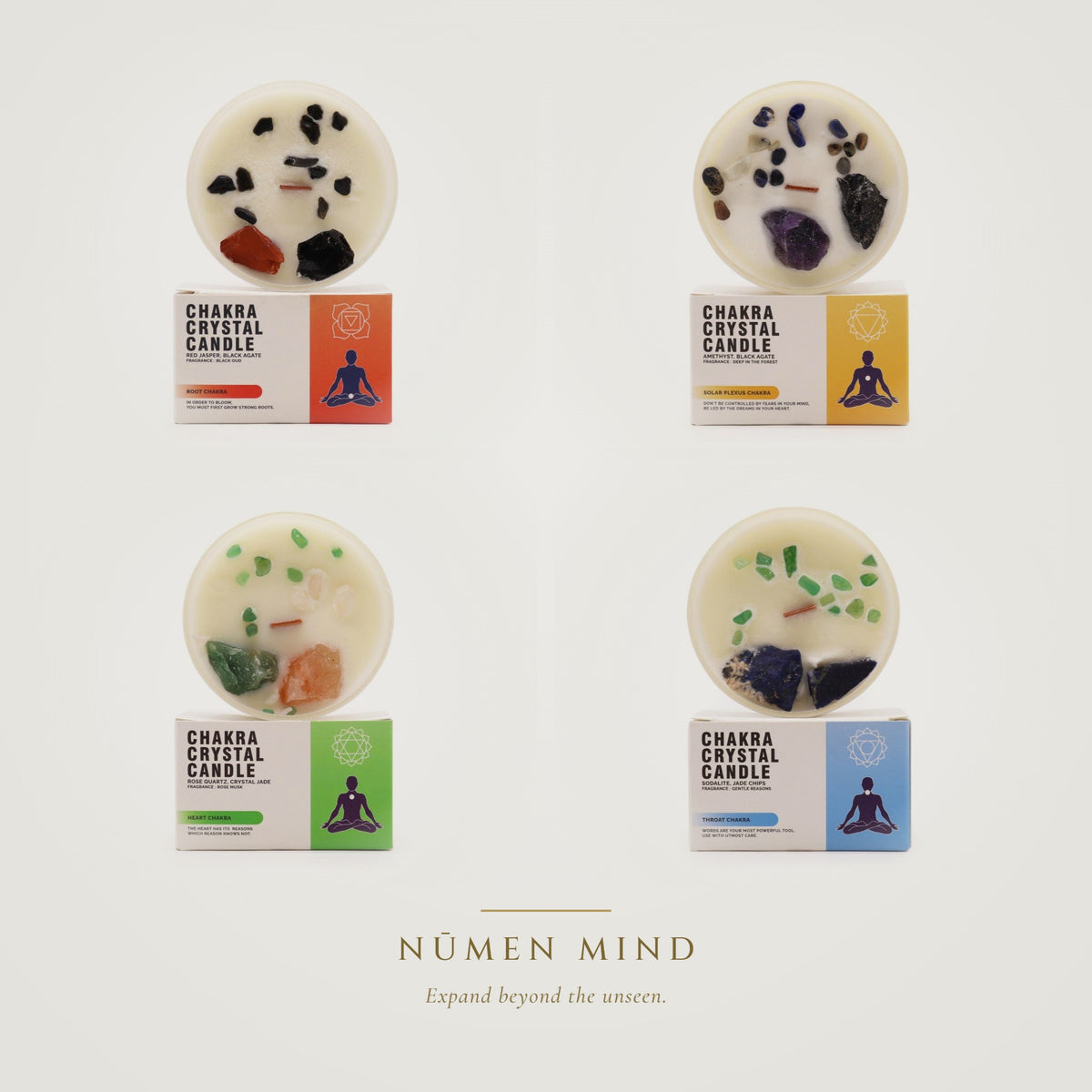 Pack 4 velas de cristales · NŪMEN MIND