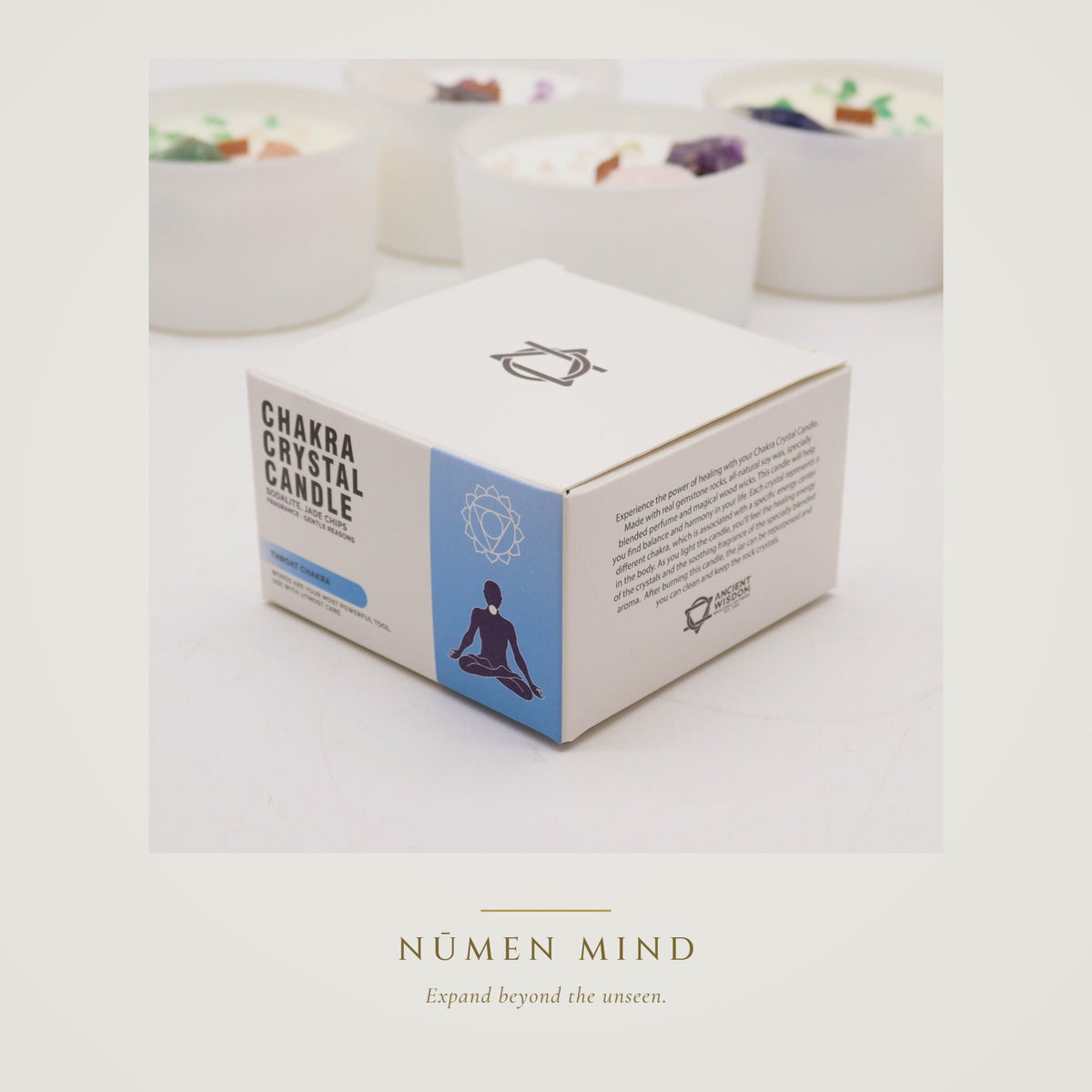 Vela de cristales Chakra Garganta · NŪMEN MIND