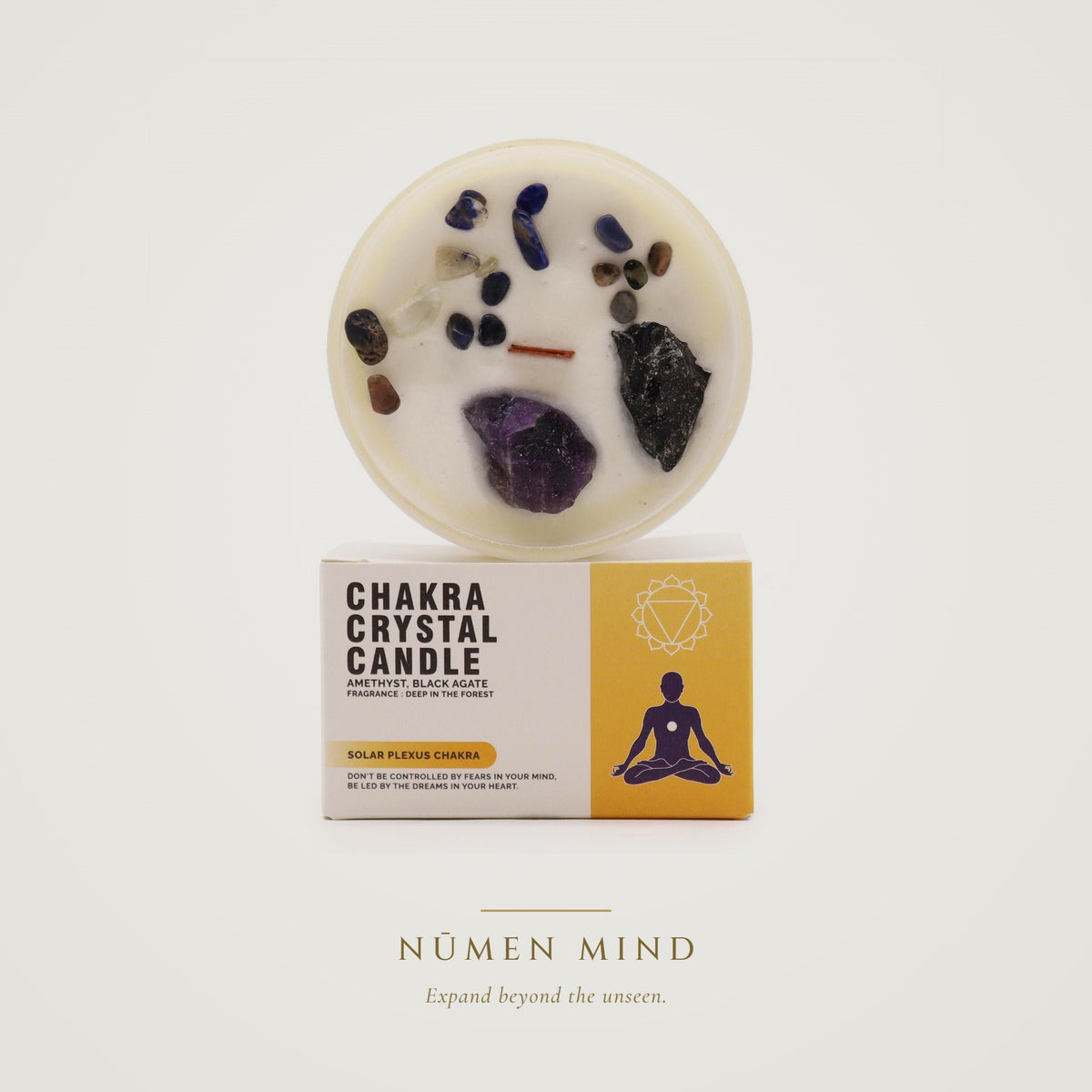 Vela de cristales Chakra Plexo Solar · NŪMEN MIND