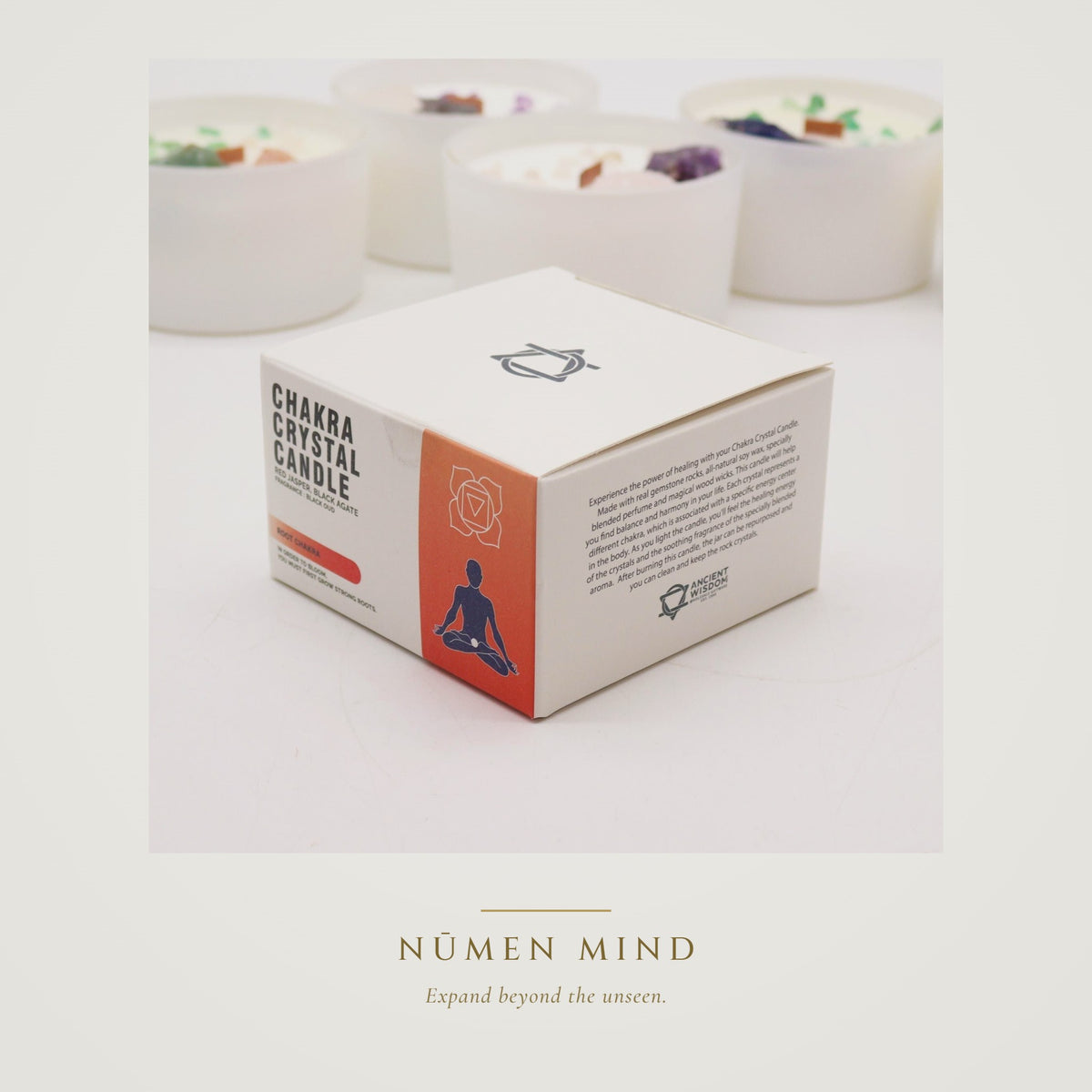 Vela de cristales Chakra Raíz · NŪMEN MIND